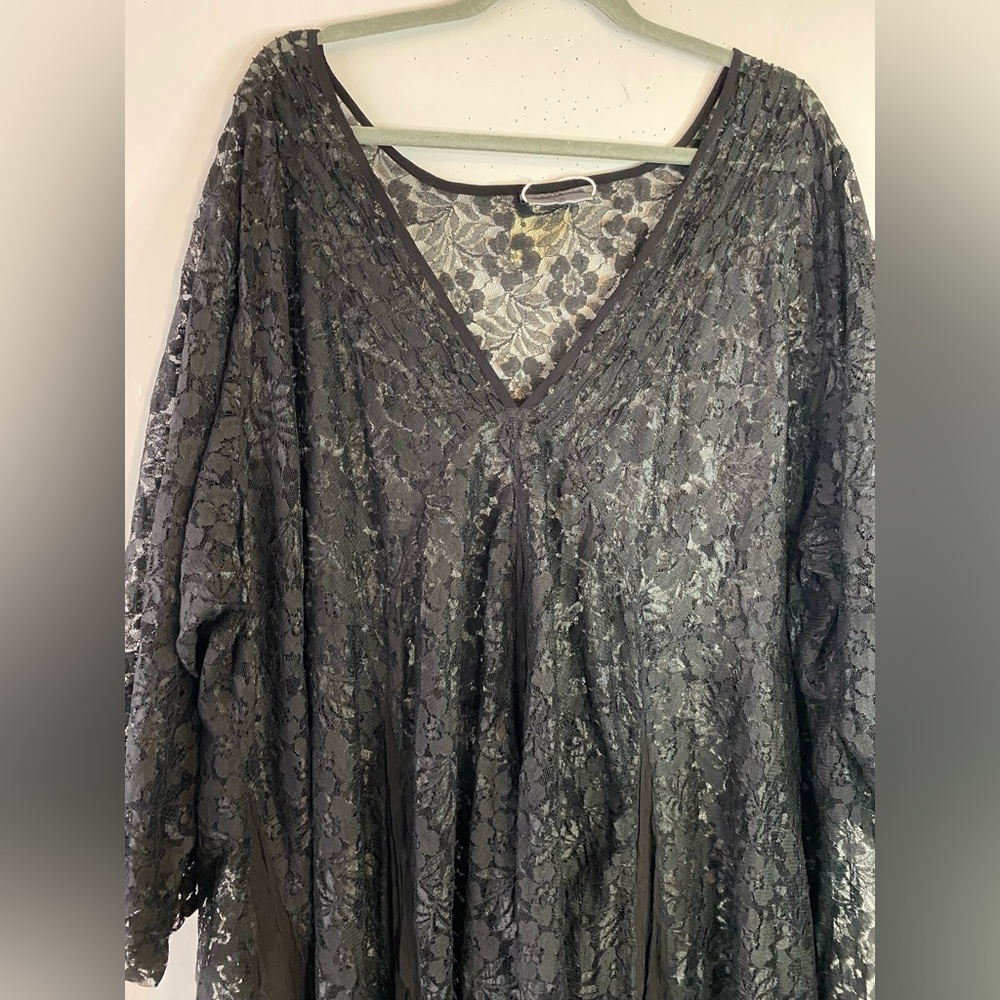 HolyClothing Black Lace Maxi Dress 5X NWT Renaissance Goth Witchy Plus Size - Picture 8 of 16